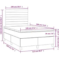 vidaXL Lit boxspring avec matelas & LED gris clair 120x190 cm velours