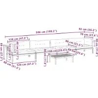 vidaXL Ensemble de 5 canapés de jardin en palettes avec coussins en acacia
