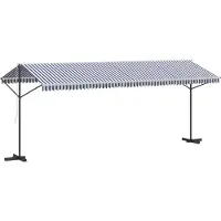 Syfax Auvent autoportant bleu et blanc 600x300 cm tissu et acier