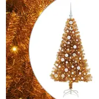 vidaXL Sapin de Noël avec 150 LED avec support Doré 120 cm PET