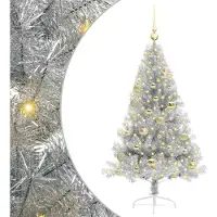vidaXL Sapin de Noël artificiel pré-éclairé Argent 120 cm PET