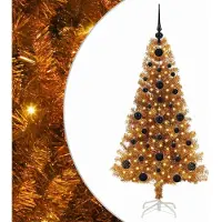 vidaXL Sapin de Noël avec 150 LED avec support Doré 120 cm PET