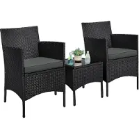 Merkloos Ensemble de jardin Chaises de jardin Salon de jardin - 3 pièces - Résine tressée - Noir - Pour jardin et balcon