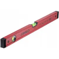 Pro PRO600 Niveau à bulle de 120cm avec profil ergonomique - ERS+ (Easy Reading System) Niveau à bulle de précision avec capuchons anti-chocs - Couleur rouge
