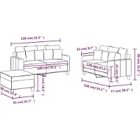vidaXL Ensemble de canapés 3 pièces avec coussins Tissu brun
