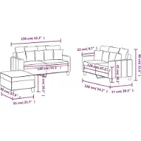 vidaXL Ensemble de canapés 3 pièces avec coussins Tissu gris clair