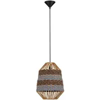 Nova Luce Suspension en rotin Copos bleu avec marron