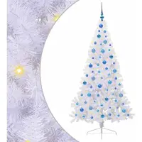 vidaXL Sapin de Noël artificiel avec 300 LED Blanc 180 cm PVC et Acier