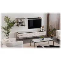 AEA Ensemble moderne pour salon : meuble TV, table basse, fauteuil et 2 étagères