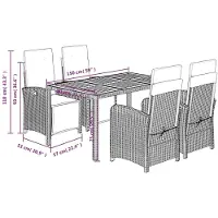 vidaXL Ensemble de jardin 5 pièces avec coussins Noir Poly Rattan