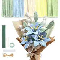 OEM Kit de loisirs créatifs : nettoyant pour pipes, bouquet de fleurs, environ 170 pièces, comprenant des lys et des perce-neige
