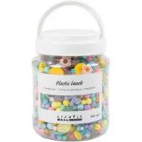 Creativ Company Perles en plastique de différentes couleurs, 700ml