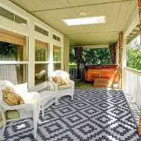 HGTRH Tapis de sol d'extérieur pour camping, 80x160 cm, imperméable, réversible, en plastique imitation paille, avec œillets, résistant aux intempéries