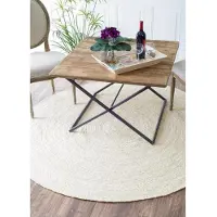 Sonstiges Tapis rond en jute tressé, de couleur crème, d'environ 2,1 mètres de diamètre, style rustique, écologique