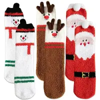 Sonstiges 3 paires de chaussettes de Noël unisexes pour enfants, chaussettes thermiques pour femmes et hommes, chaussettes douces et confortables, chaussettes pour calendrier de l'Avent, tailles 34-39