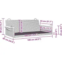 vidaXL Banc suspendu Beige 109x62x40 cm Poly rotin