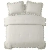 Royal Textile Couverture "Sleeptime Lazy" à volants, couleur blanc cassé, dimensions 200 x 200 cm