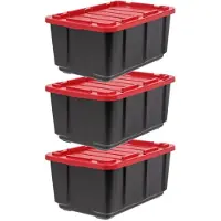 Merkloos Boîte de rangement avec couvercle - Lot de 3 - 100 L - 77,5 x 51,5 x 36 cm - Noir - Empilable