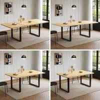 Ninkear Table extensible pour repas, dimensions 140/180/220 x 80 cm, pour 6 à 10 personnes, pieds en métal, finition chêne