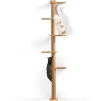 Merkloos Arbre à chat - 206 cm - Montage mural - Corde de jute - Bois d'hévéa massif