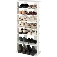 Coast Porte-chaussures élégant à 7 niveaux - double rangée - compact et peu encombrant - 47 x 25,5 x 110 cm - blanc