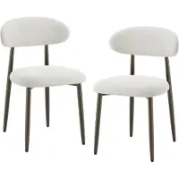 COLAMY Lot de 2 chaises de salle à manger en tissu rembourré,dossier incurvé ergonomique,pieds en métal finition bronze,design moderne,beige