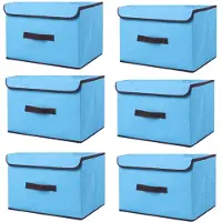 Merkloos Solidchoice - Coffret de 6 boîtes de rangement pliables avec couvercle, dimensions 36x23x24 cm
