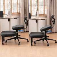 Selius Chaise à genoux sur roulettes, siège ergonomique avec dossier, chaise réglable avec assise inclinée pour une meilleure posture, coussins épais et confortables