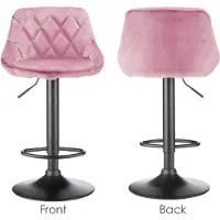 StarTech.com Ensemble de 2 tabourets de bar - Tabouret de cuisine pivotant - Réglable en hauteur de 85 à 105 cm - Assise extra haute - Rembourrage en velours - Structure en métal - Violet