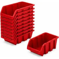 Merkloos Omgoods - Coffret de 10 boîtes de rangement en plastique PP, de couleur rouge