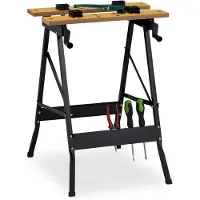 Merkloos Établi pliant Support de travail - Charge max 100 kg - Réglable - 4 serre-joints - Naturel et noir
