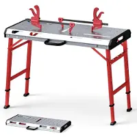 Dripio Table de travail pliante, capacité de 450 kg, dimensions 107 x 53 cm, hauteur réglable, équipée de 2 pinces