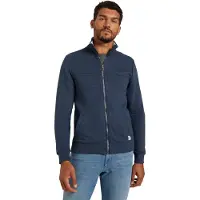 Tom Tailor Veste de survêtement bleu foncé / blanc