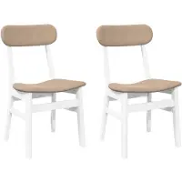 vidaXL Chaises de salle à manger avec coussins 2 pcs. Blanc Bois massif Hévéa