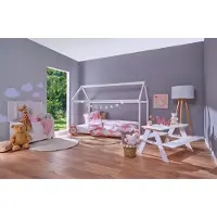 Merkloos Solidchoice - Ensemble de mobilier pour enfants comprenant 2 banquettes et une table en bois massif