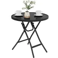 Markenlos Table pliante en verre pour balcon - Table ronde d'extérieur de 46 cm