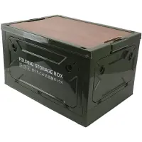 Merkloos Boîte de rangement pliable cuisine - Boîte de camping 50 litres - Polypropylène - Vert - Couvercle en bois