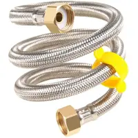 Merkloos Flexible tuyau d'eau acier inoxydable tressé - Lot de 2 - 50 cm - G 1/2" x G 1/2" - Acier inoxydable