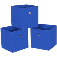 Merkloos Boîtes de rangement pliables - Lot de 3 - Organiseur avec poignées - Bleu foncé