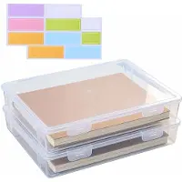 Merkloos Lot de 2 boîtes de rangement transparentes format A4 avec couvercle à clip