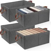 Merkloos Organisateur de rangement pliable avec poignée - Lot de 4 boîtes de rangement en tissu, couleur gris