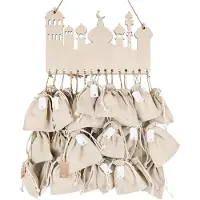Merkloos Calendrier de l'Avent avec 30 petits sacs en coton pour les fêtes