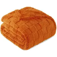 Merkloos Couette en polaire en flanelle, couleur orange brûlé, dimensions 230x230 cm