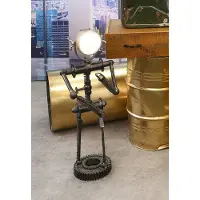 Gilde Lampe de table , « Robot », motif robot, fer, noir, lot de 1, L 20 cm, l 30 cm, H 82 cm 84050