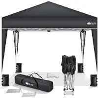 Merkloos Tonnelle pliante - 3 x 3 m - Toit 210D polyester - Imperméable UV 50+ - Anthracite - Avec sac de transport