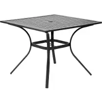 Selius Table de jardin, table de balcon - Noire, carrée, 94 x 94 cm - Acier au carbone, étanche
