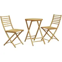 Selius Ensemble de table et chaises pliables en bambou - 3 pièces