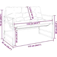 vidaXL Banc de jardin avec coussins Anthracite 113 cm Acier