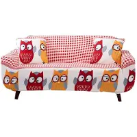 Merkloos Housse de canapé extensible - Antidérapante avec coussins - Rouge - 235-300 cm