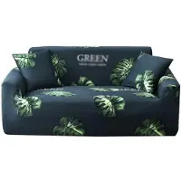 Merkloos Housse de canapé extensible, antidérapante, avec 2 housses de coussin incluses, couleur verte, longueur 235-300 cm